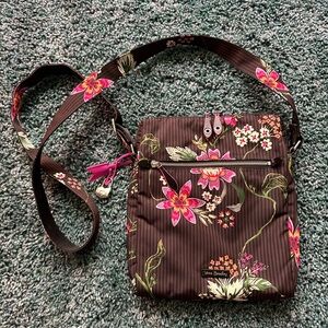 Vera Bradley Brown and Pink Floral Crossbody Bag